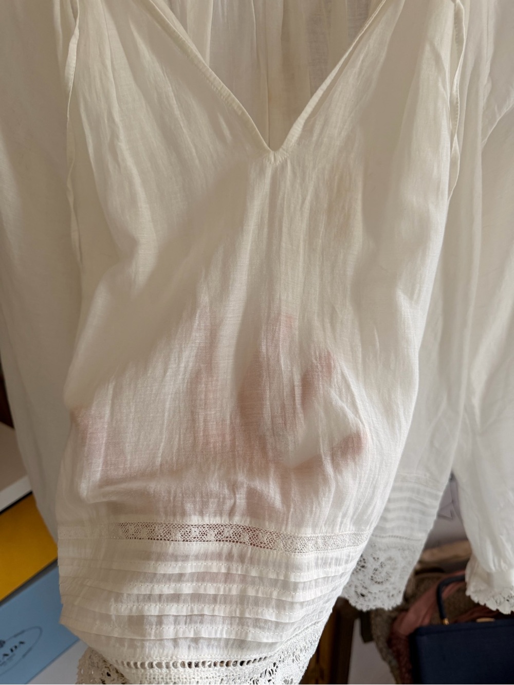 Zadig & Voltaire Theresa Cotton Lace Boho Blouse White Size L - Picture 11 of 13